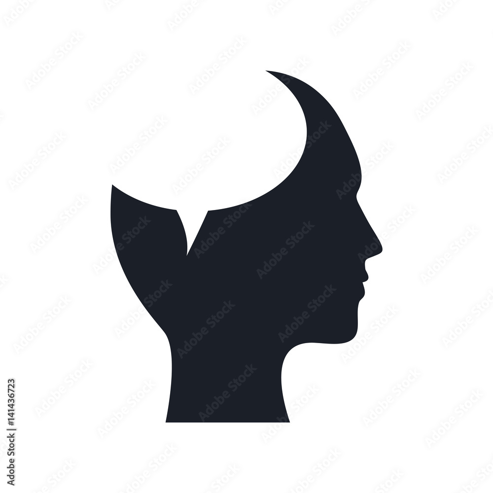 silhouette head male bubble speech communication vector illustration ...