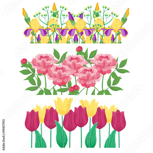 Cartoon petal vintage floral vector bouquet garden flower botanical natural p...