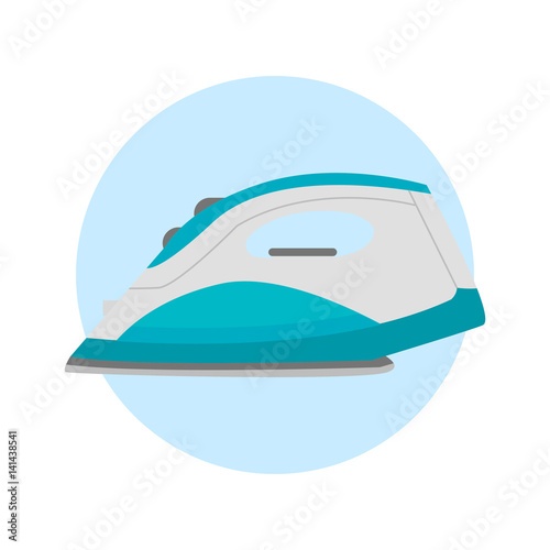 Iron housework ironed electric tool clean steam housekeeping tool and electric home appliance heat laundry object vector illustration.
