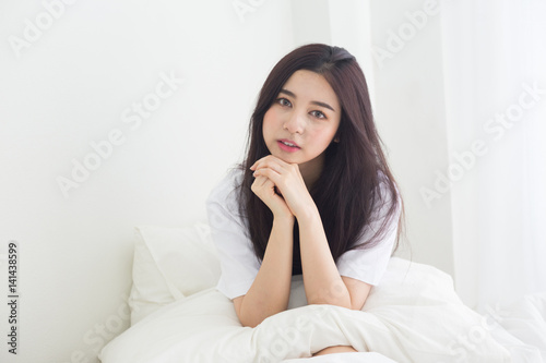 Young asian lady relax at home
