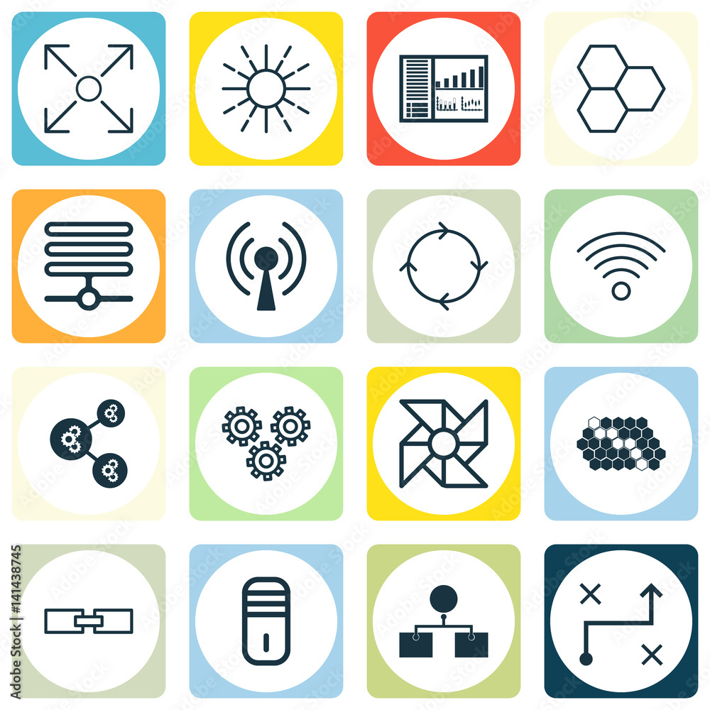 Set Of 16 Machine Learning Icons. Includes Hive Pattern, Mainframe ...