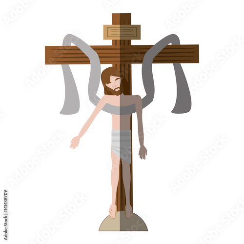 jesus christ sacred cross shadow vector illustration eps 10