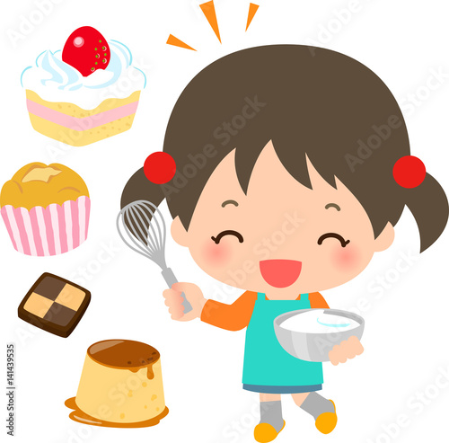お菓子を作る笑顔の女の子