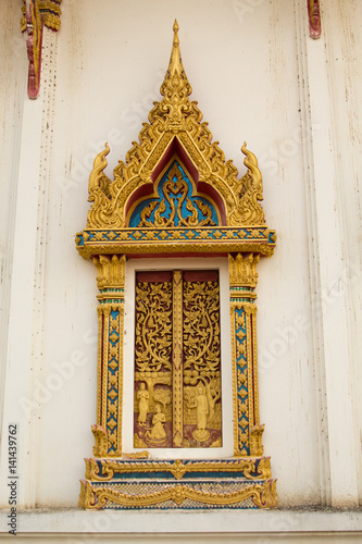 window of buddha church in front view