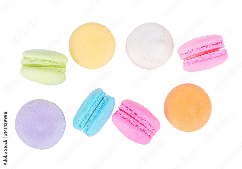 Fototapeta premium sweet colorful cake macaron or macaroon isolated on white background