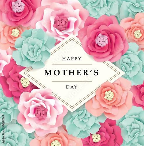 Mother's day greeting card with flowers background