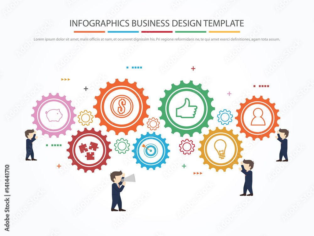 Teamwork with Gear Concept. Infographic Template. Vector Illustration. Teamwork with Gear Concept. Infographic Template. Vector Illustration.