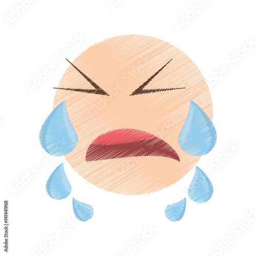 drawing crying emoticon image vector illustration eps 10