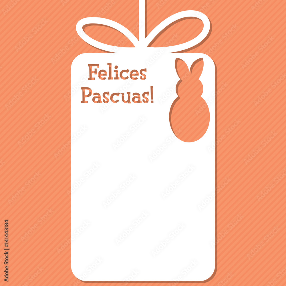 Easter cut out tag card in vector format. Words translate to 