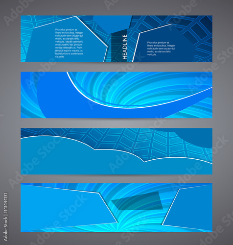 Horizontal web banner blue background set template01 photo