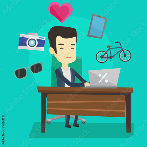 Man shopping online vector illustration.