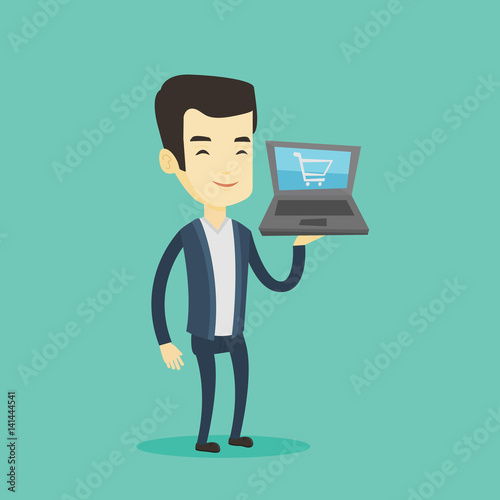 Man shopping online vector illustration.