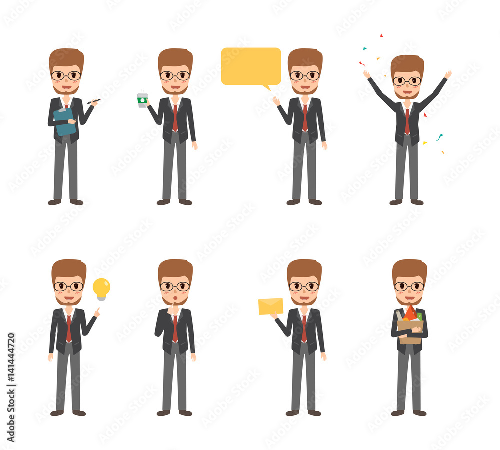 set of business man character in job collection. avatar of people vector flat design. set of business man character in job collection. avatar of people vector flat design.