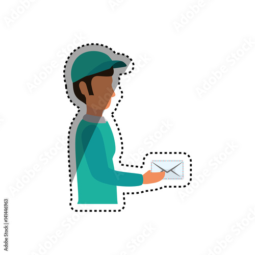 Mailman delivery service icon vector illustration graphic design