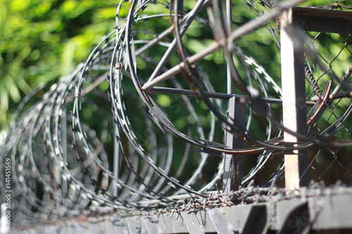 wire barbed fence hard steel iron metal for security in prison or barrier security around building