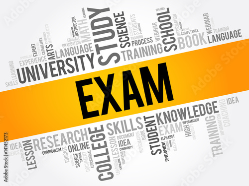 EXAM word cloud collage, education concept background