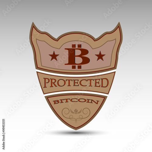 The vector shield with bitcoin symbol