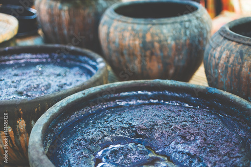 Indigo Dyed Yarns Pots photo