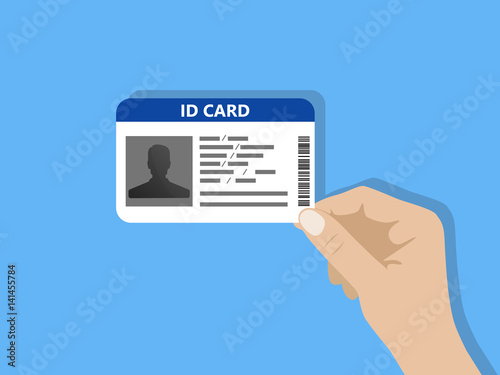 Illustration of hand holding the id card