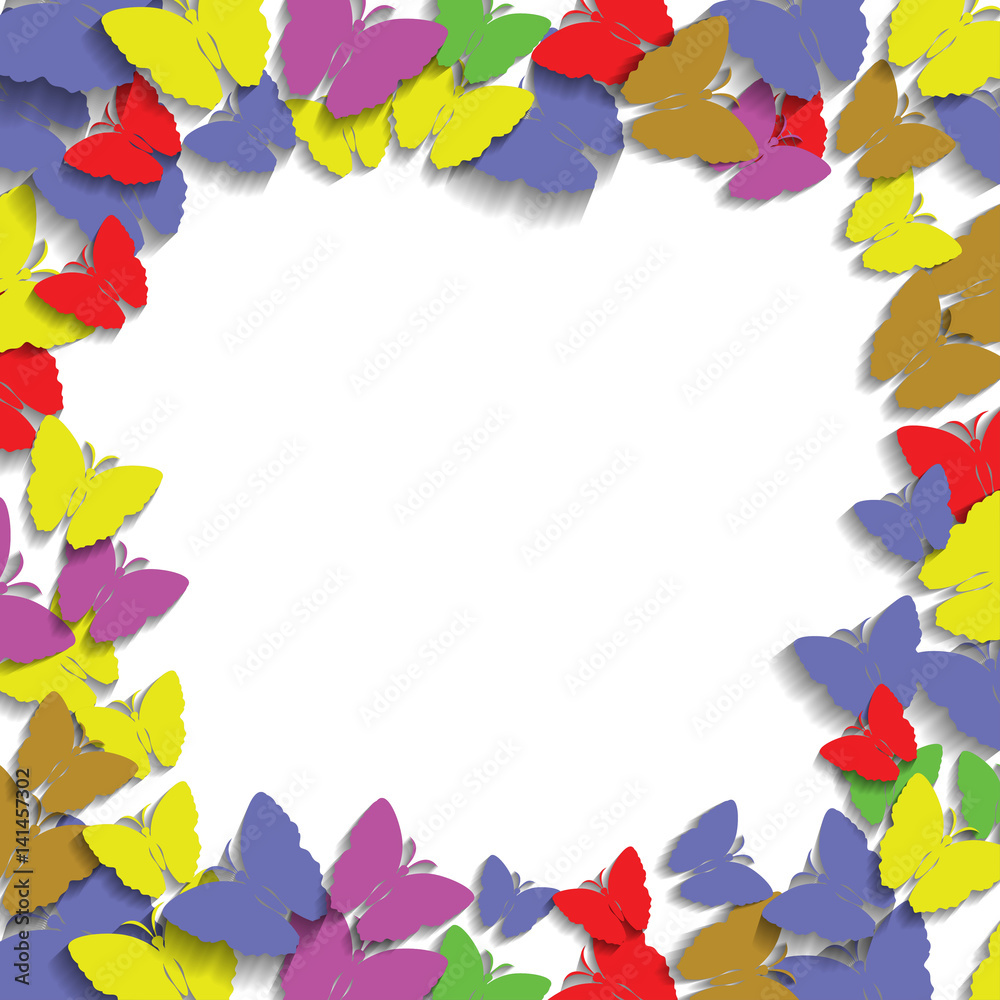 Fototapeta Frame with Colorful Butterflies