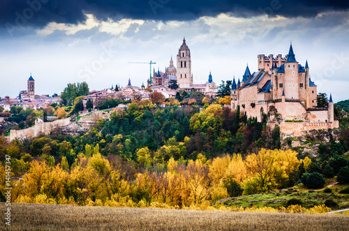 autumn view of Alcazar of Segovia