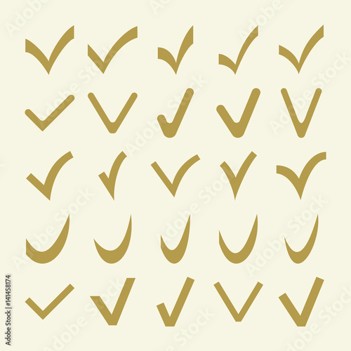 Set of golden different vector check marks