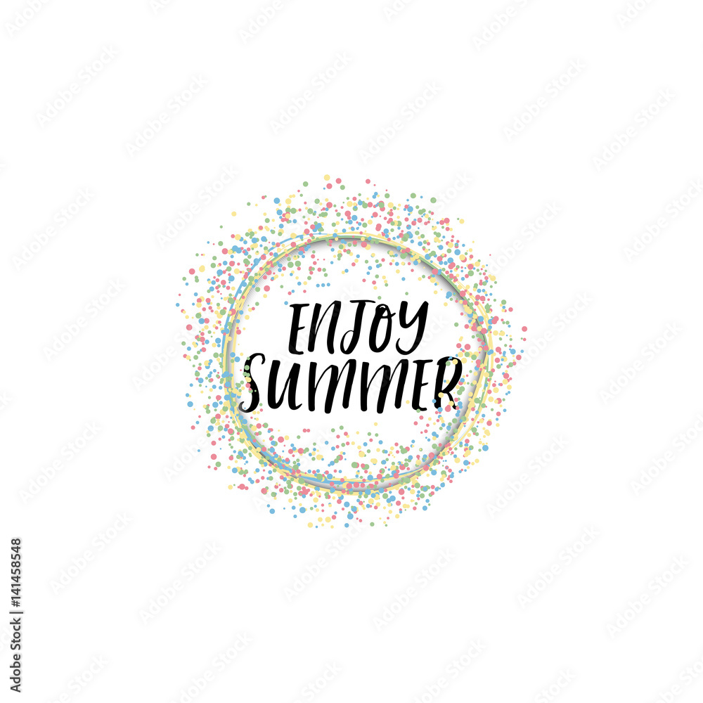 Badge as part of the design - Summer. Sticker, stamp, logo - hands made. With the use of floral elements, calligraphy and lettering Badge as part of the design - Summer. Sticker, stamp, logo - hands made. With the use of floral elements, calligraphy and lettering