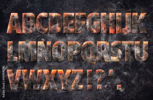 Magma Hot Text Strong Rock Alphabet Effect Font
