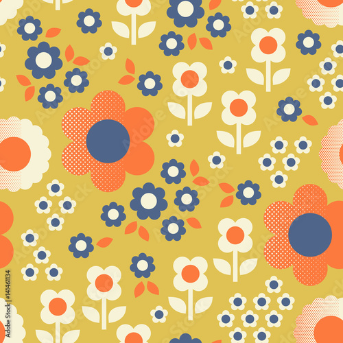 seamless retro pattern with flowers