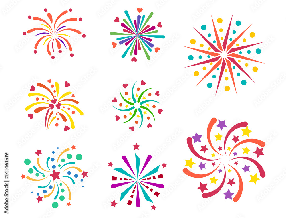 Firework vector icon isolated illustration celebration holiday event night new year fire festival explosion light festive party fun birthday bright