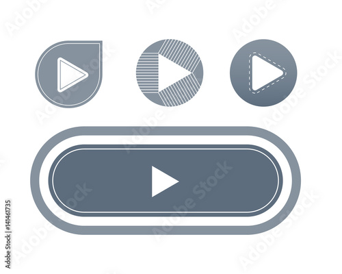 UI interface button play media internet isolated website online concept element sign and online tube player approved mark click icon vector illustration.