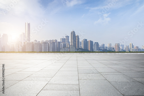 cityscape and skyline of chongqing in cloud sky on view from empty floor © MyCreative
