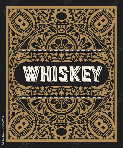 Retro logo for Whiskey or other products with Floral Frame