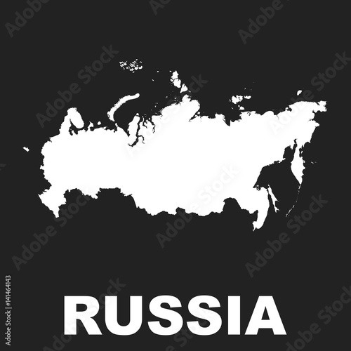 Russia map icon. Flat vector illustration. Russian Federation sign symbol on black background.