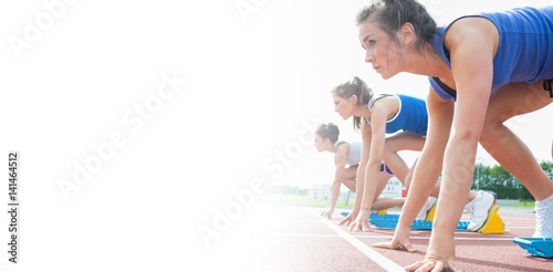 Side view of women on starting line