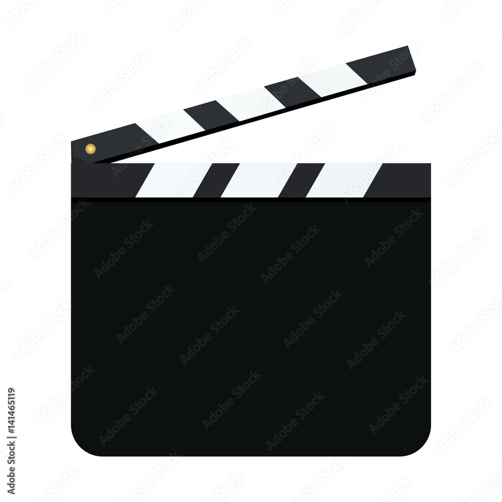 Black blank open clapperboard isolated on white background. Movie clapper board mockup. Vector illustration