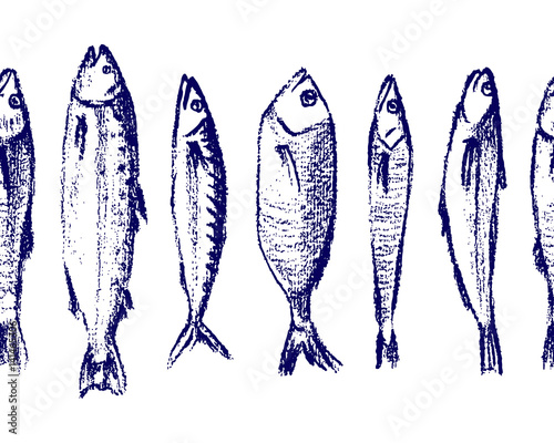 Hand drawn fish pattern