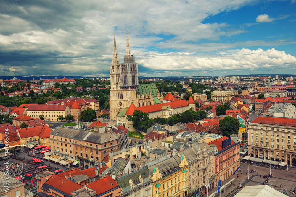 bird's-eye view of Zagreb, Croatia.