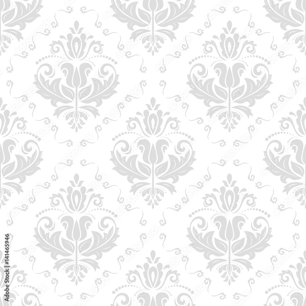 Classic seamless vector light silver pattern. Traditional orient ornament. Classic vintage background Classic seamless vector light silver pattern. Traditional orient ornament. Classic vintage background