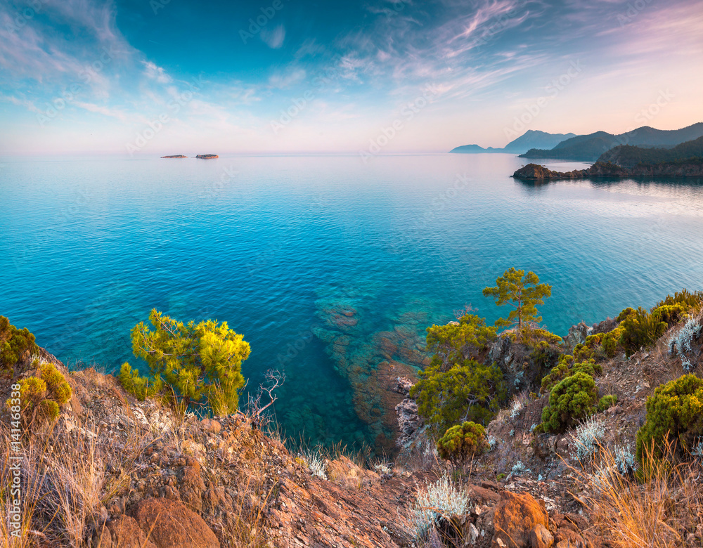 Picturesque Mediterranean seascape in Turkey.