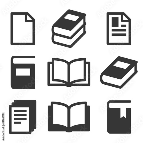 Book Icons Set on White Background. Vector
