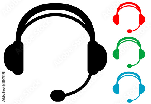 Icono plano auriculares con microfono varios colores