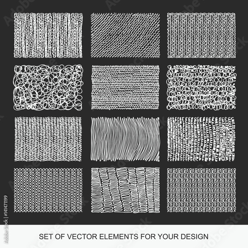 Collection of textures, brushes, graphics, design element. Hand-drawn. Abstract background. Modernistic Art.