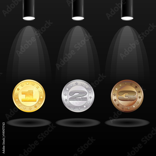 Three electric searchlight with medals