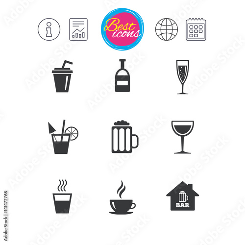 Wallpaper Mural Coffee, tea icons. Alcohol drinks signs. Torontodigital.ca