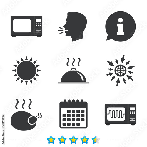 Microwave oven icon. Cooking food serving.