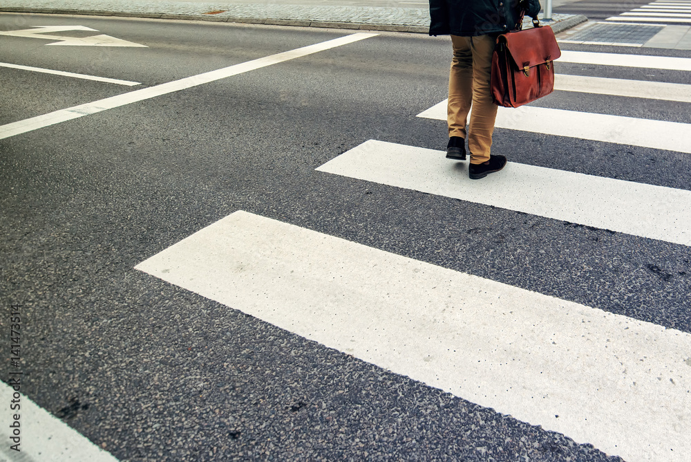 custom made wallpaper toronto digitalBusinessman on pedestrian zebra crossing on his way to work