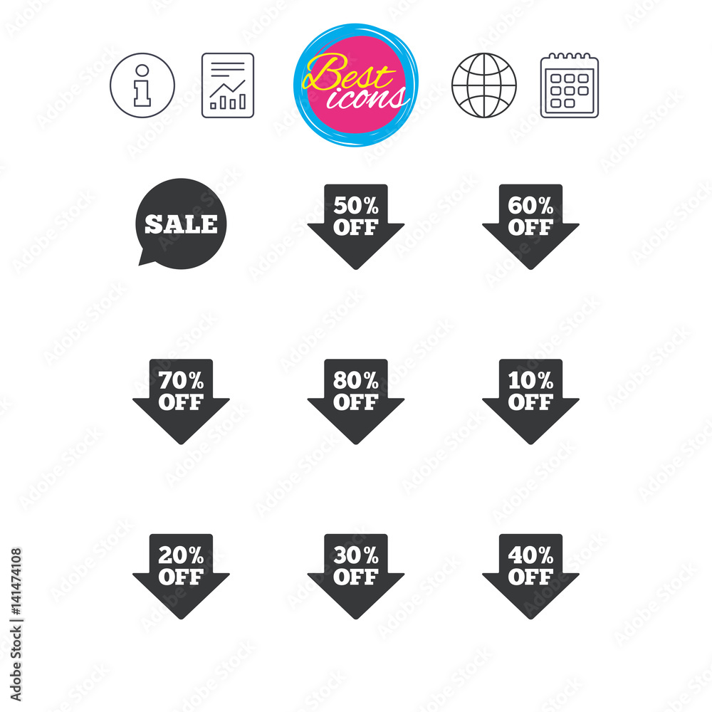 Fototapeta premium Sale discounts icons. Special offer signs.