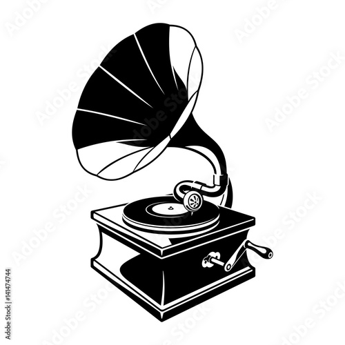 Gramophone negative space sketch illustration