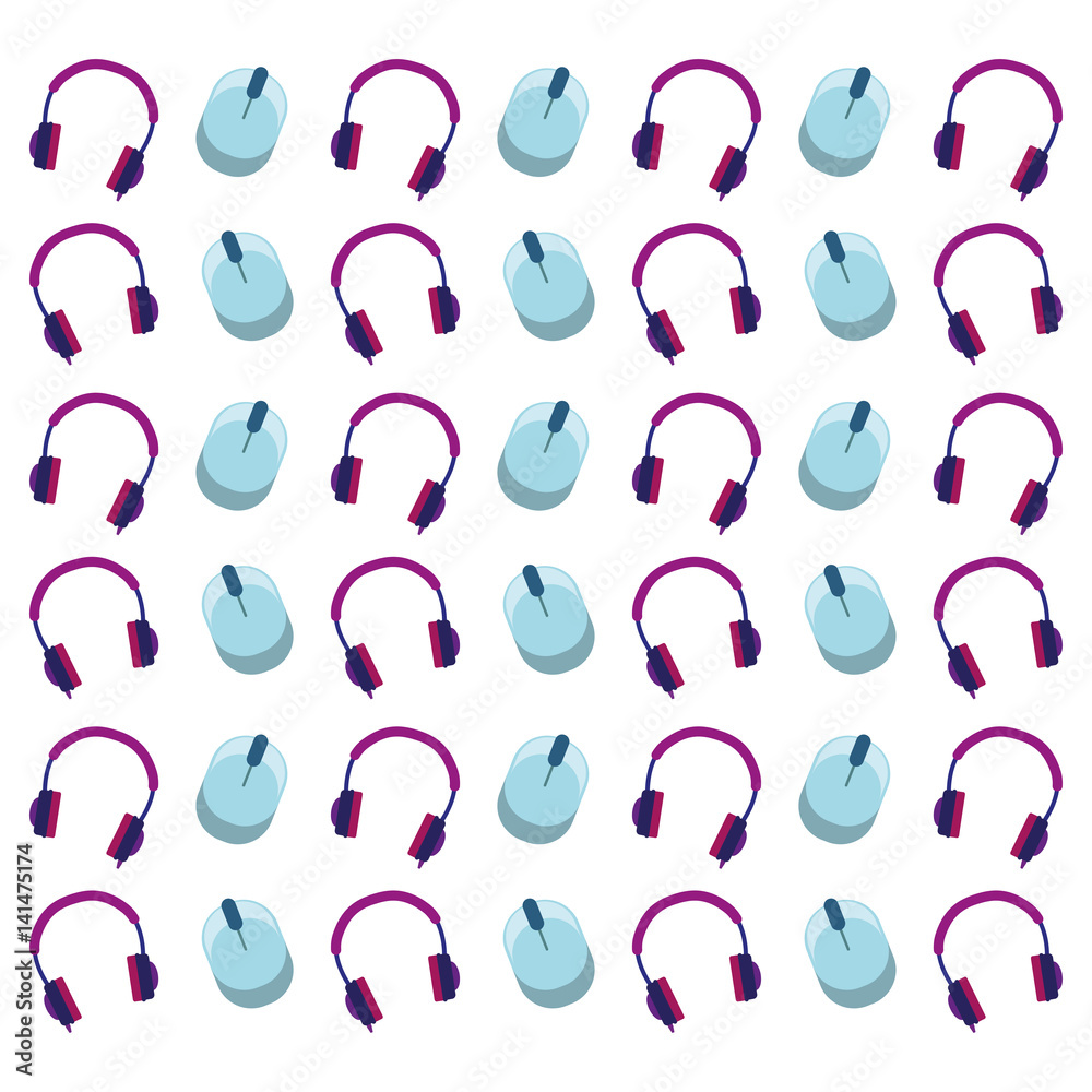 headphones and mouse background icon vector illustration graphic design